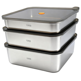 YUPER 84oz stainless steel container with airtight lid keeps leftovers fresh.