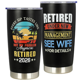 YUQIHOL retirement tumbler with beach scene keeps drinks hot or cold