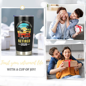 Leak-proof lid supports travel-friendly retirement gift