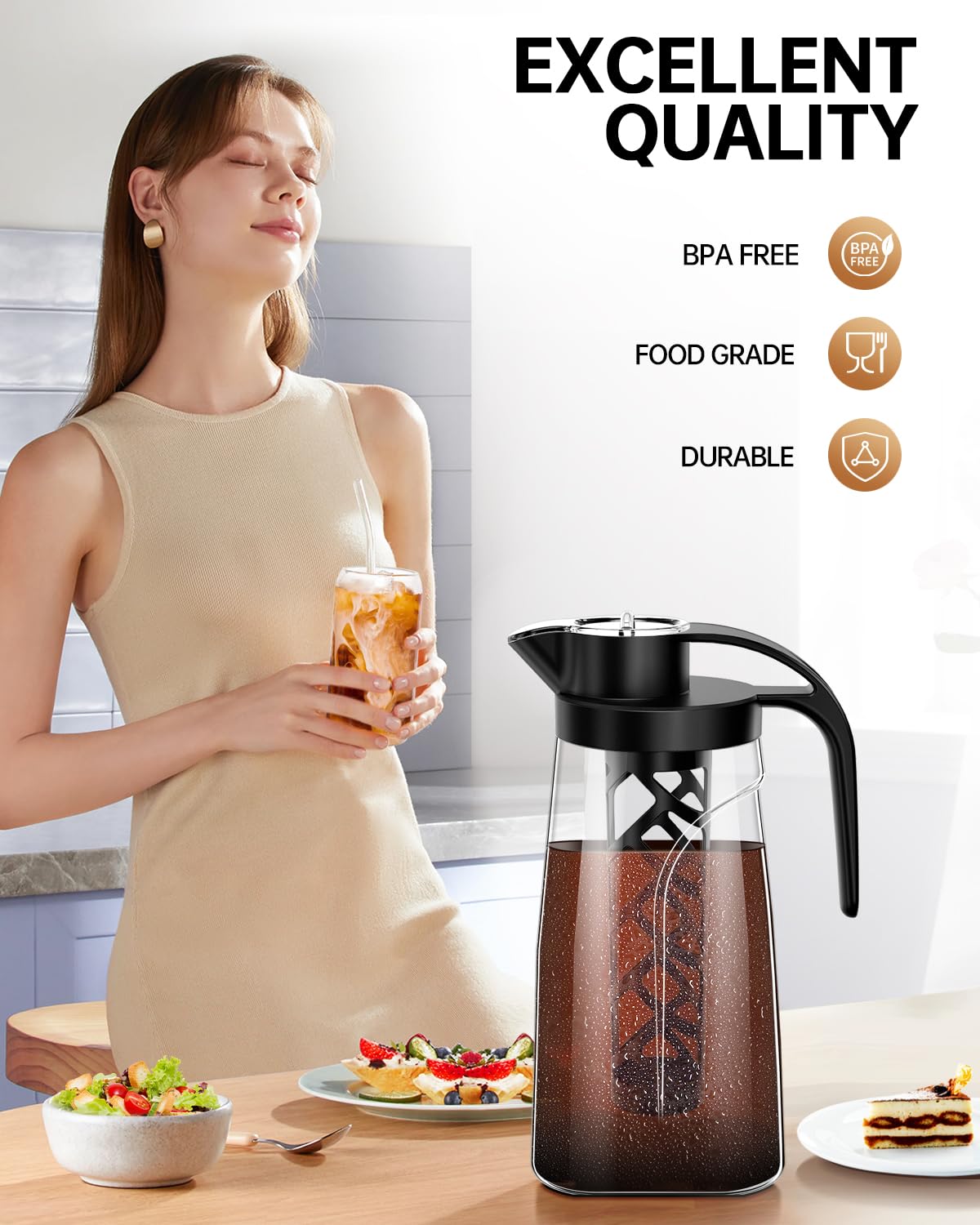 YURICK ultra-fine filter 200-mesh keeps grounds out for cleaner cups