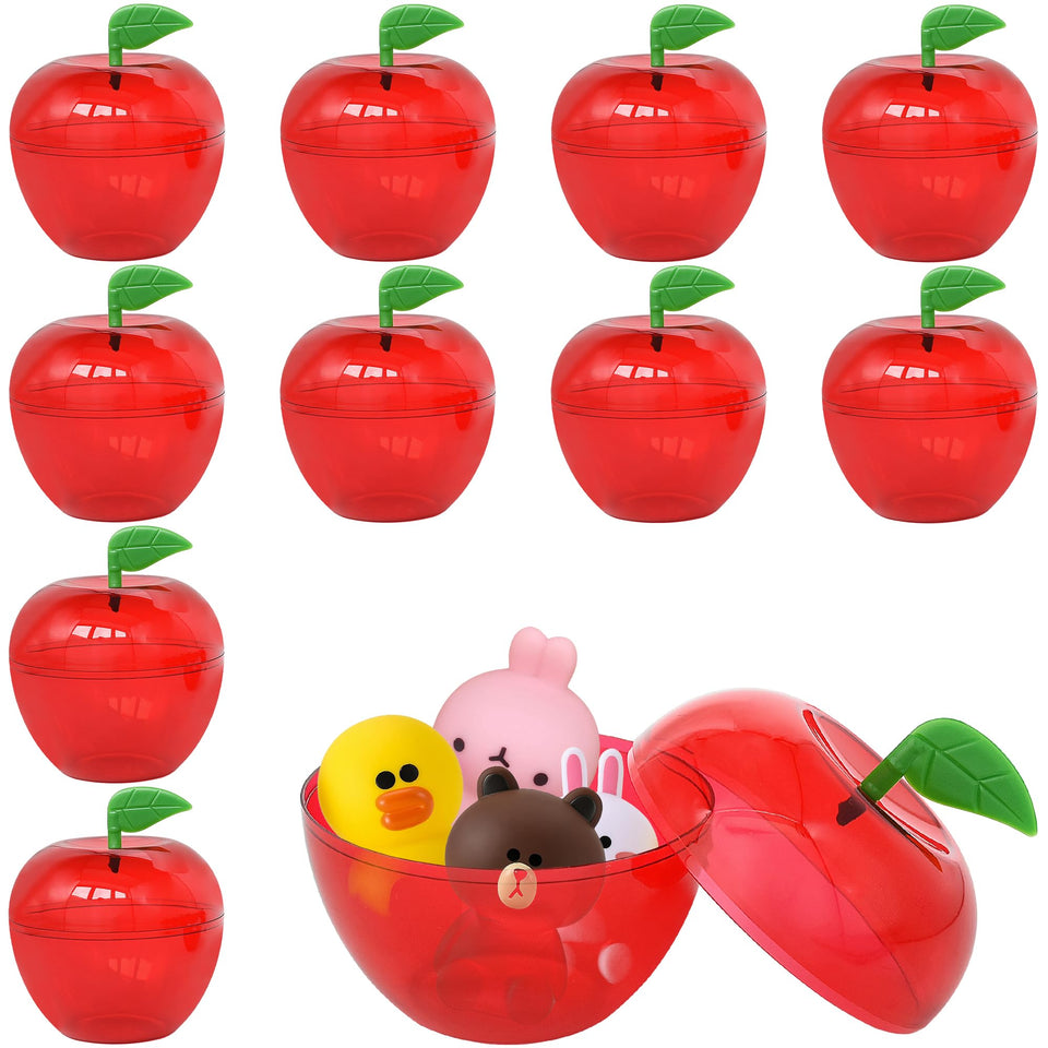 Yuronam apple container with red body and green leaves, ideal for party favors.