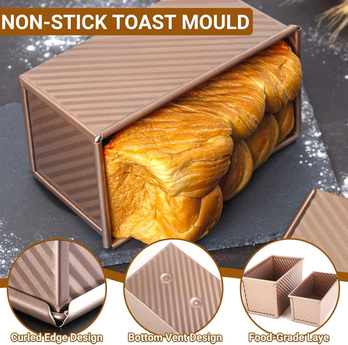 YURTKUMAS Pullman loaf pan bottom airflow holes promote even heating