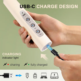 YUSWKO beige milk frother stand keeps the device on display.