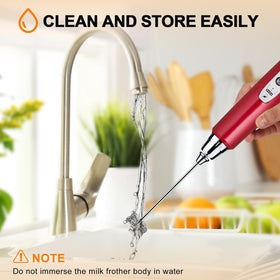 YUSWKO milk frother in action creates creamy foam for lattes and cappuccinos.