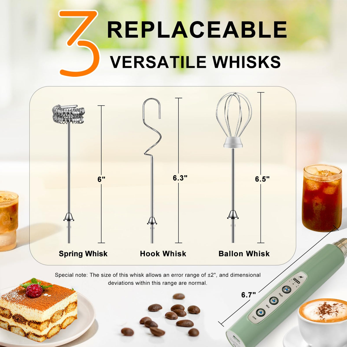 YUSWKO Granite Green milk frother spring head delivers creamy latte foam quickly for barista like results
