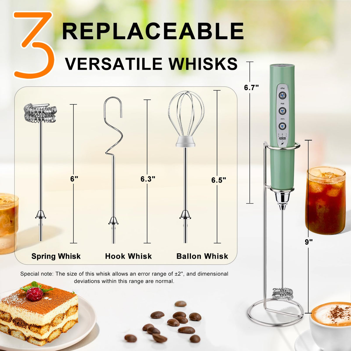 YUSWKO Granite frother creates latte and cappuccino foam quickly.