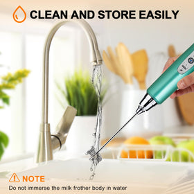 YUSWKO ergonomic handle frother fits palms for controlled whipping