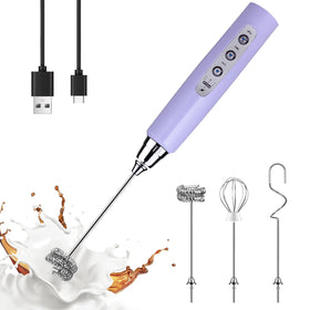 YUSWKO light purple handheld milk frother wand for rich latte foam.
