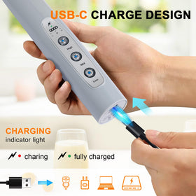 YUSWKO milk frother USB rechargeable design for eco-friendly charging.