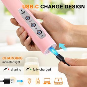 YUSWKO frother with detachable whisk heads for powder mixes and foaming.