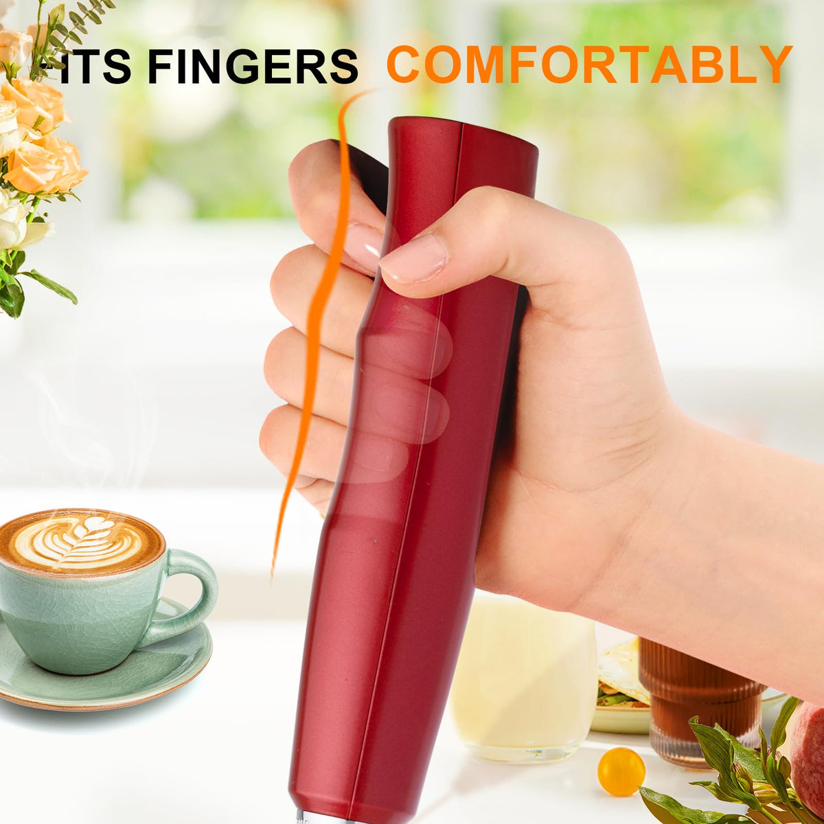 YUSWKO stand keeps the frother upright on the counter for easy access.
