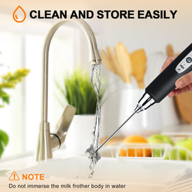 YUSWKO stand keeps the frother upright for tidy countertops