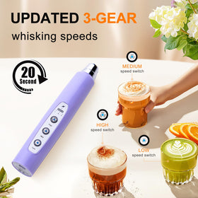 YUSWKO frother with three detachable heads for versatile mixing tasks.