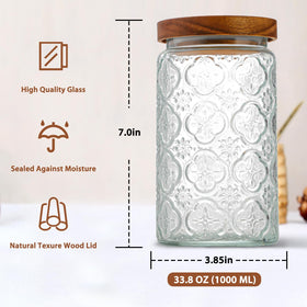 YUTGSMPO vintage glass jar featuring sunflower pattern for decorative counter storage and visibility