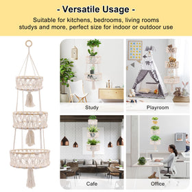 Yuuzue 3-Tier Hanging Basket doubles as a decorative plant hanger.