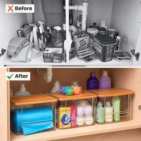 Yuvonta locking lid secures bags for neater under-counter storage.