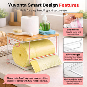 Yuvonta dispenser transparent body lets you monitor bag levels.