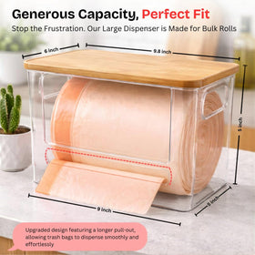 Yuvonta under-sink storage keeps bags organized and dust-free.