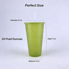 YUYUHUA 32 oz coral-orange cup with lid and straw for sunny days.