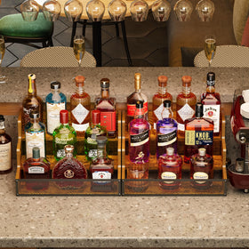 Yuzehuaza back panel and iron grid support glass bottles securely