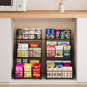 Yuzehuaza pantry organizers three-tier design fits varied kitchen items