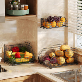 Yuzehuaza stackable wire baskets mounted on wall save counter space
