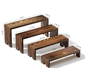YUZUKYAUY stackable wooden cupcake stand side view for organized multi-level desserts