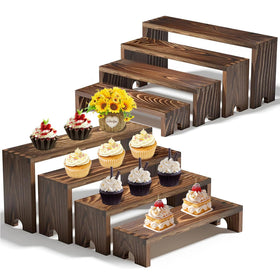 YUZUKYAUY large 2-pack stackable wooden cupcake stand top view ideal for elegant party displays
