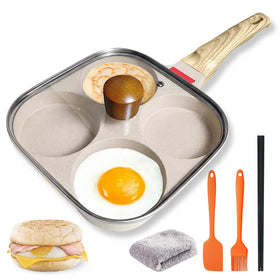 Ywmoml 4-Cup Egg Pan with Lid enables quick, even-cooked eggs.