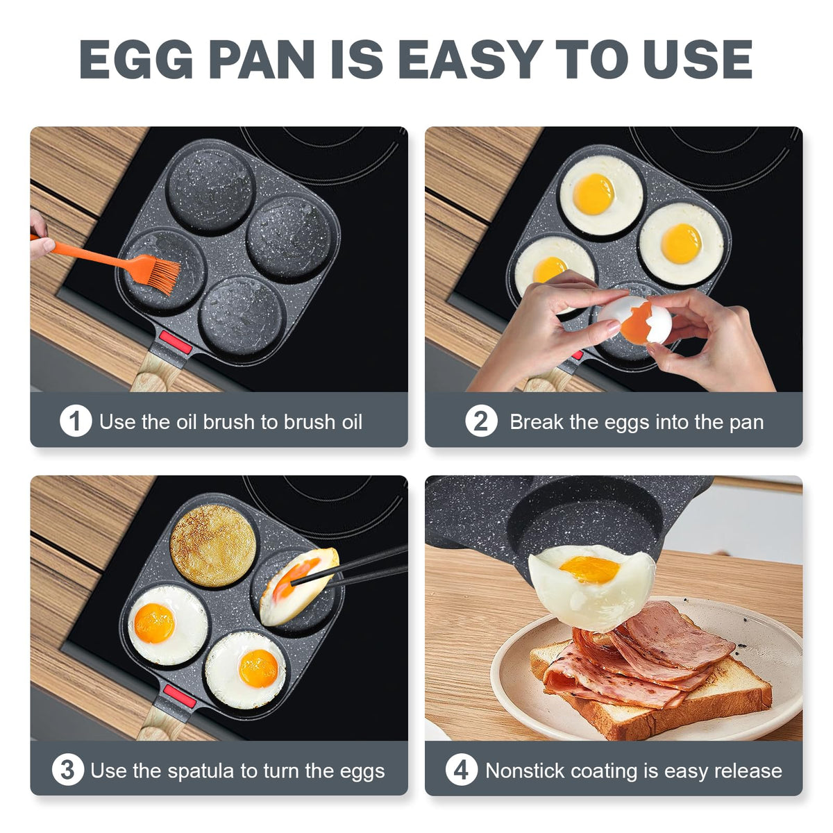 Ywmoml aluminum egg pan highlighting heat retention