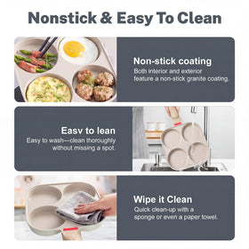 Ywmoml egg pan includes silicone scraper for easy flipping.