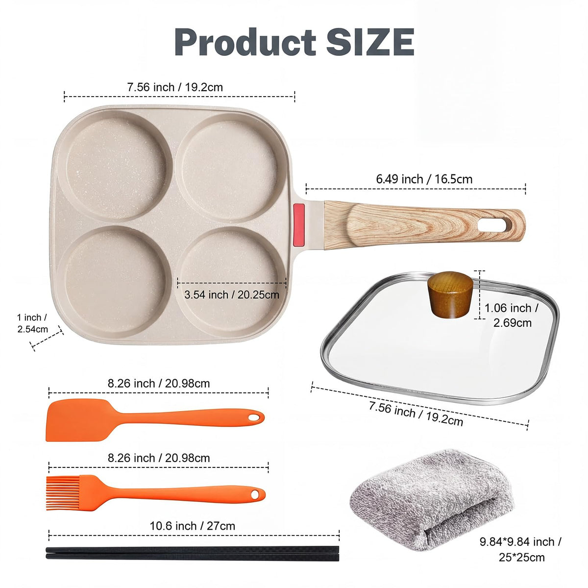 Ywmoml nonstick egg pan shows slick coating for effortless cleanup.