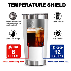 YXOTJHS Chaos Coordinator Tumbler at desk, perfect for coffee on busy workdays.