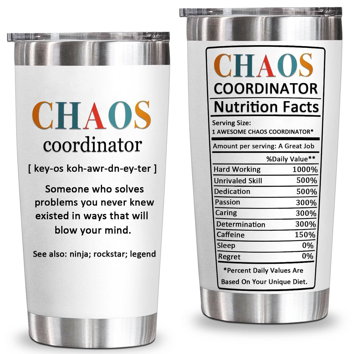 YXOTJHS Chaos Coordinator Tumbler front view for all-day heat and style.