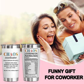YXOTJHS Chaos Coordinator Tumbler presented as a thoughtful coworker or boss gift.