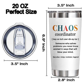 YXOTJHS Chaos Coordinator Tumbler held in hand for portable all-day use.
