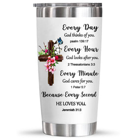 YXOTJHS cross and quote design tumbler promotes daily inspiration on the go.