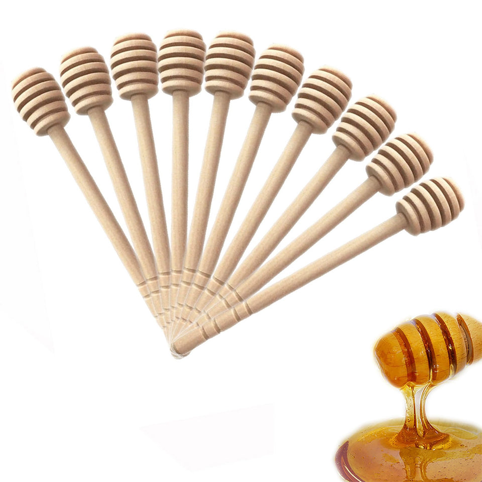 YYGMSS wooden honey dipper with spiral design for precise drizzle.