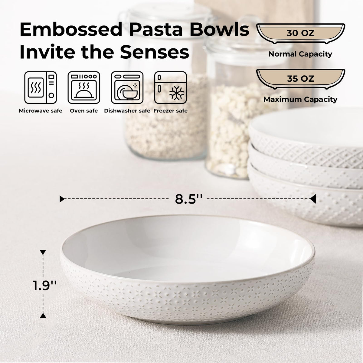 YYHY embossed porcelain bowls showing refined texture for daily use