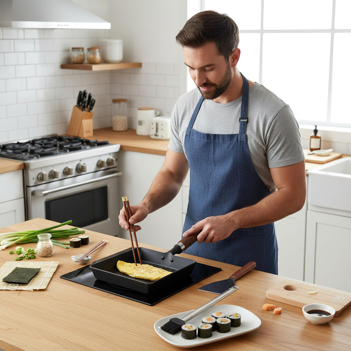 YYMIYU Tamagoyaki pan ready for camping meals and travel