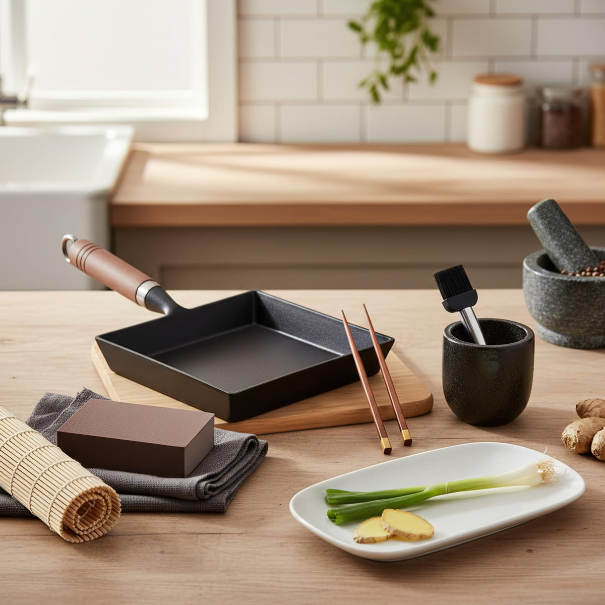 YYMIYU Tamagoyaki pan showing rust-resistant finish