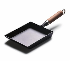 YYMIYU Tamagoyaki pan with wood handle for versatile stove and camp cooking