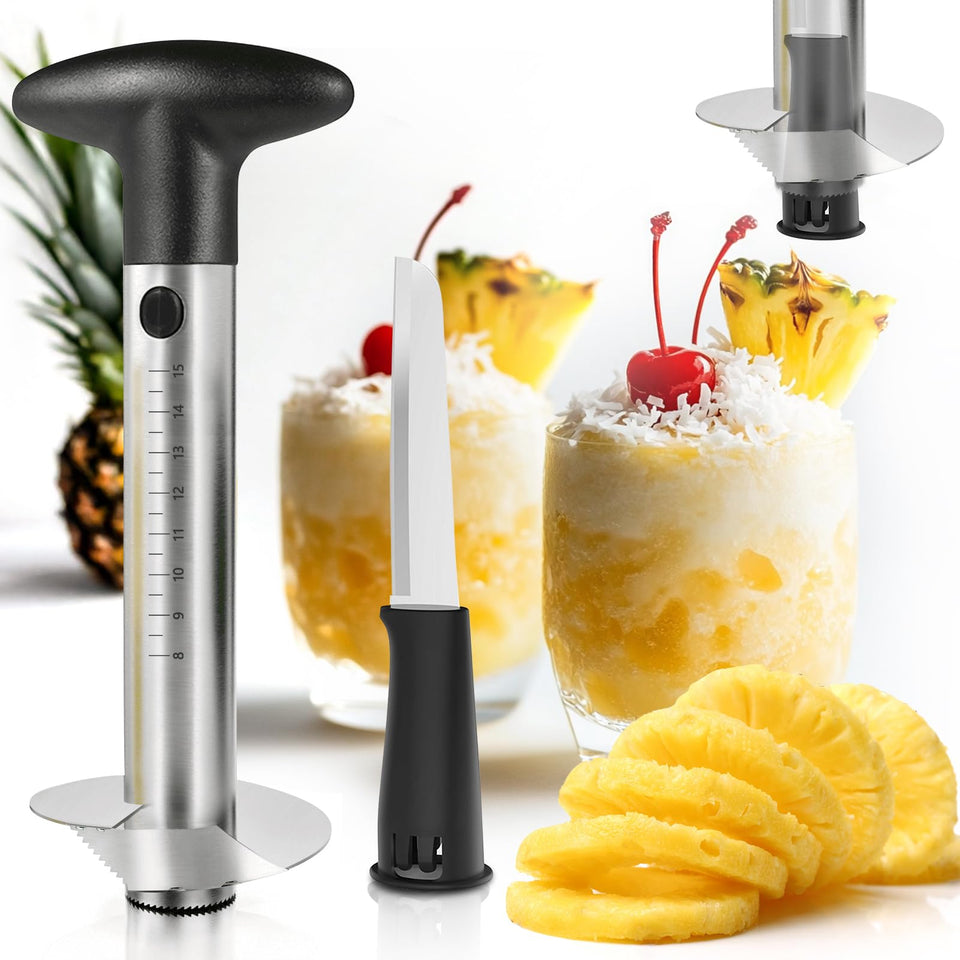 YYP pineapple corer and slicer with hidden knife for quick, safe prep.