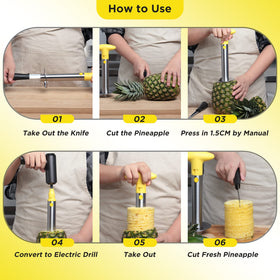 YYP pineapple cutter in action showing dual manual and electric use