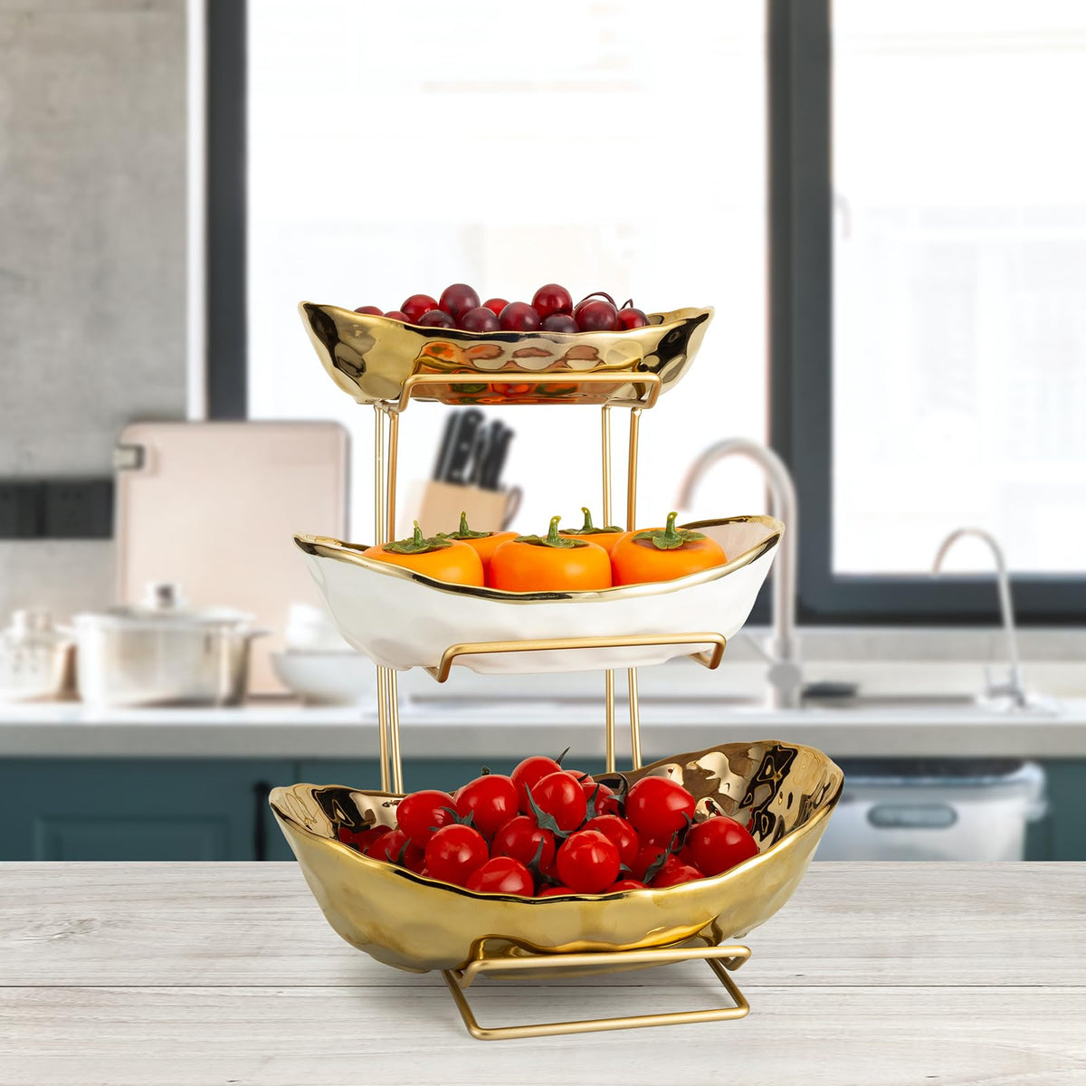 YYW gift-ready fruit bowl with white gold finish for home gifts.