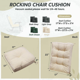 YZ HOME rocking chair cushion back 22x17x5 provides upright support for relaxed lounging.