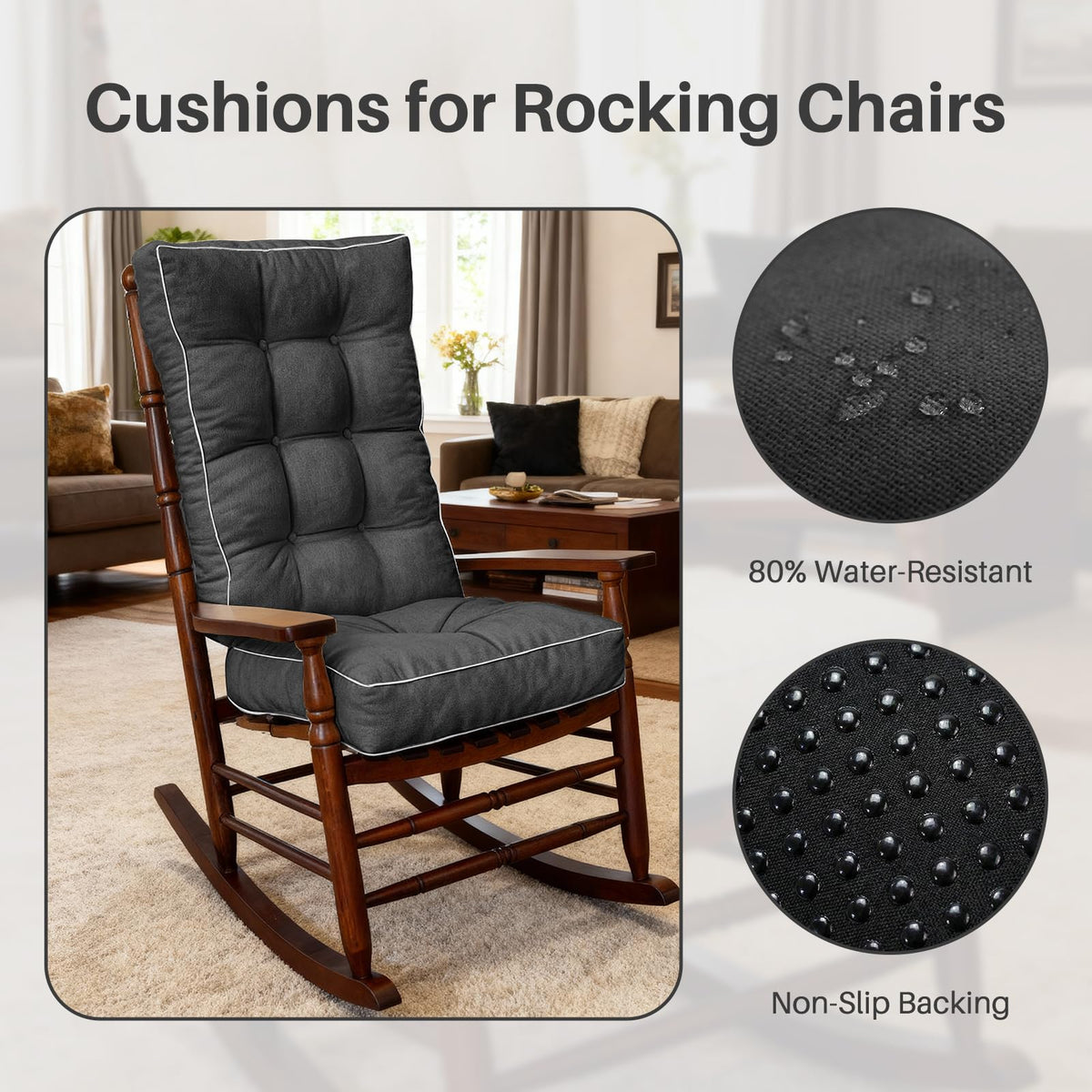 YZ HOME durable ties secure cushions to the rocker.