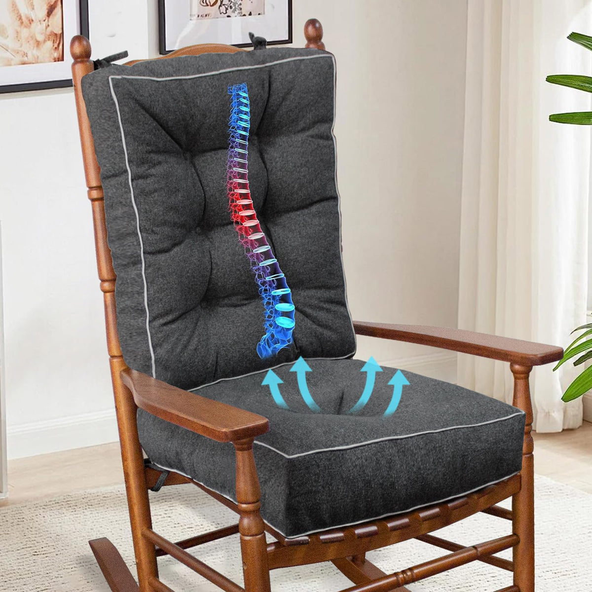 YZ HOME rocking chair cushions seat 17x17x5 offering cozy support.
