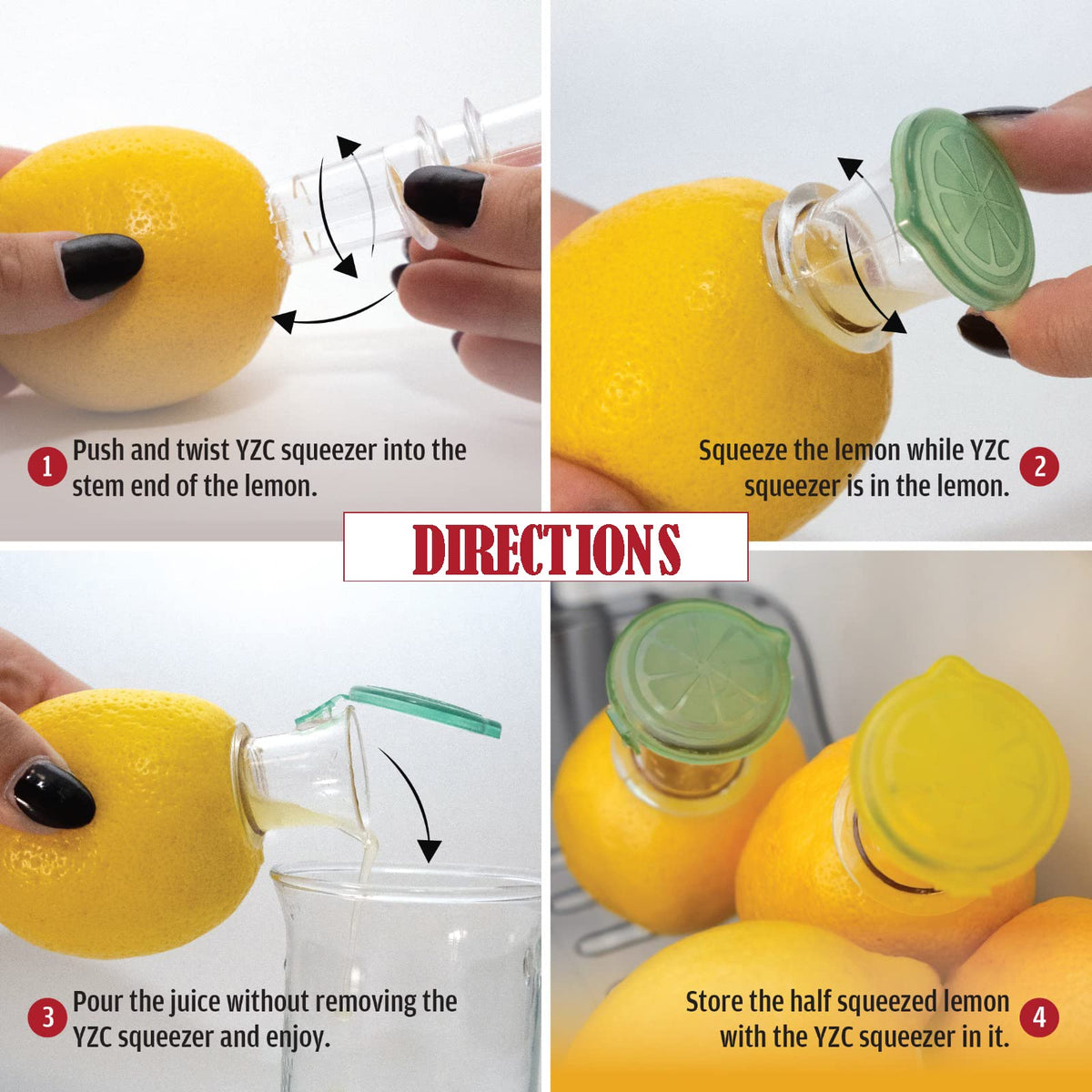 YZC BPA-Free Lemon Juicer in transparent plastic for safe use.