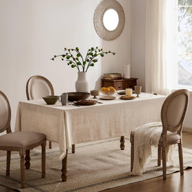 YZJZEDS linen tablecloth fits 7–8 ft setups with elegant drape and easy care